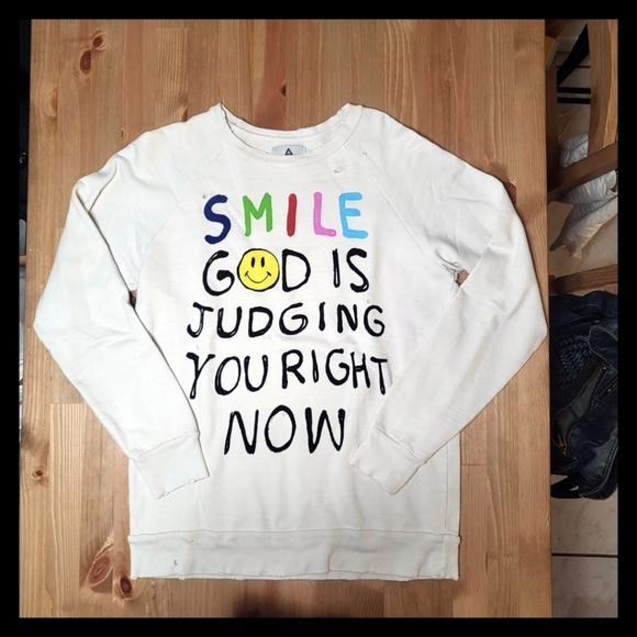 🧮 Gently Used Decunstructed Unisex Limited Distribution UNIF Graphic Sweatshirt - Picture 1 of 7